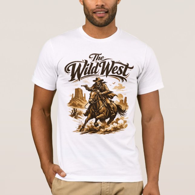 O Faroe Oeste – Camiseta Cowboy em Ação (Frente)