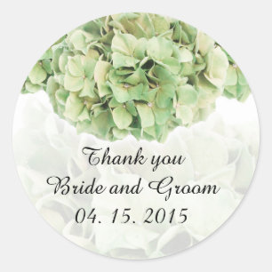O favor verde do casamento do hydrangea etiqueta