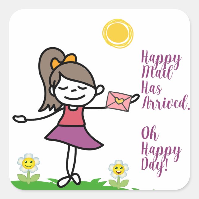 O Feliz Mail Chegou. Feliz Dia! Adesivos (Frente)
