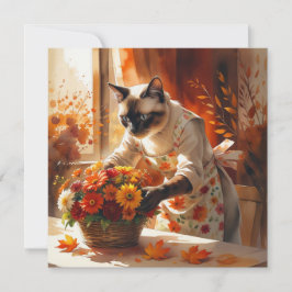 O florista do Autumn Fall cat arranja flores