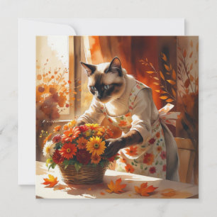 O florista do Autumn Fall cat arranja flores