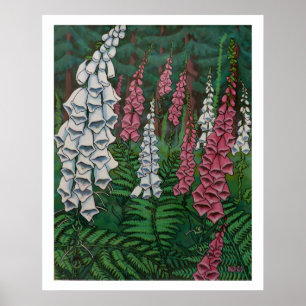 O Foxglove do poster da arte dos Wildflowers