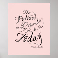 O futuro - Poster inspiracional de caligrafia rosa