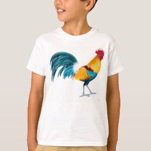 O galo colorido caçoa o t-shirt