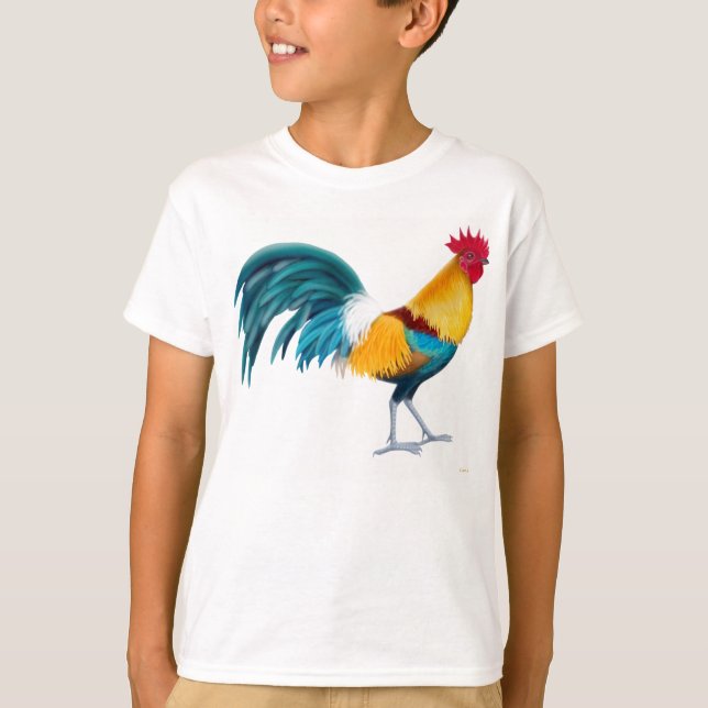 O galo colorido caçoa o t-shirt (Frente)
