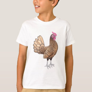 O galo pequeno de Sebright caçoa o t-shirt