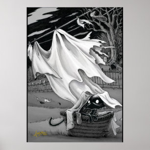 O Gatinho Boo ajuda com o Poster da lavanderia