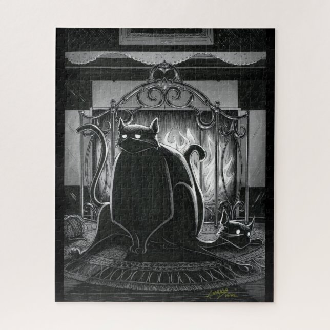 O Gatinho Boo Senta-Se Sobre O Quebra-cabeça (Vertical)