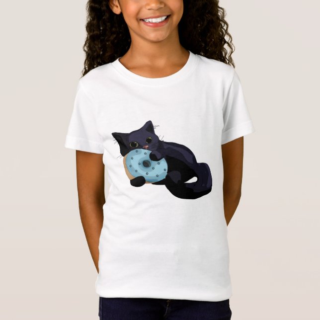 O gatinho que come a rosquinha caçoa a camisa (Frente)
