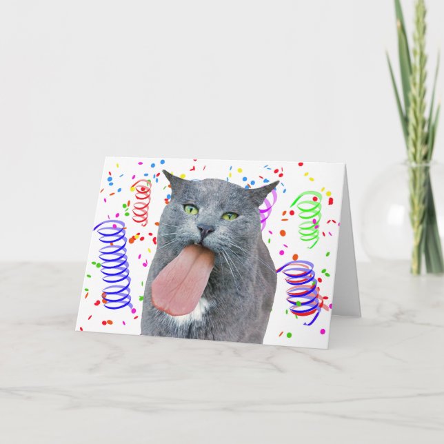 O Gato Da Festa Recebeu Sua Língua? Cartão (Frente)