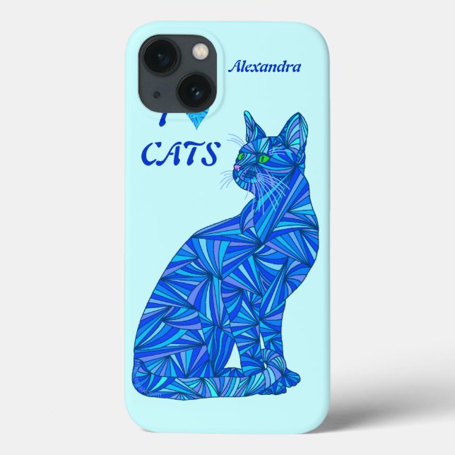 o gato de assento azul ifonx78 de z personaliza (Verso)