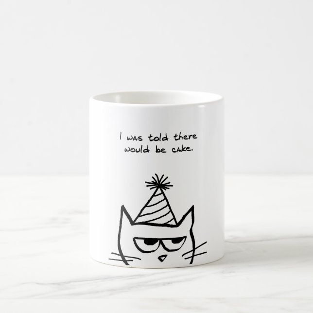 O gato deia aniversários - caneca de café (Centro)