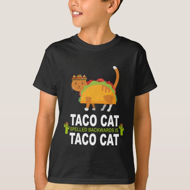 O gato do Taco soletrado para trás é camisa do (Frente)