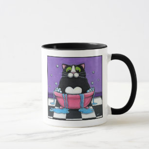 O gato gordo toma um banho - caneca do gato