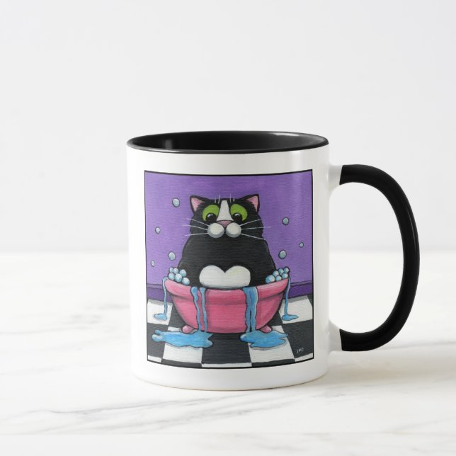 O gato gordo toma um banho - caneca do gato (Direita)