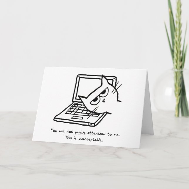 O gato irritado exige a atenção - cartão engraçado (Frente)