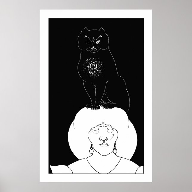 O Gato Negro de Aubrey Beardsley Poster (Frente)