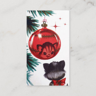 O gato retro do natal vintage adiciona o cartão da