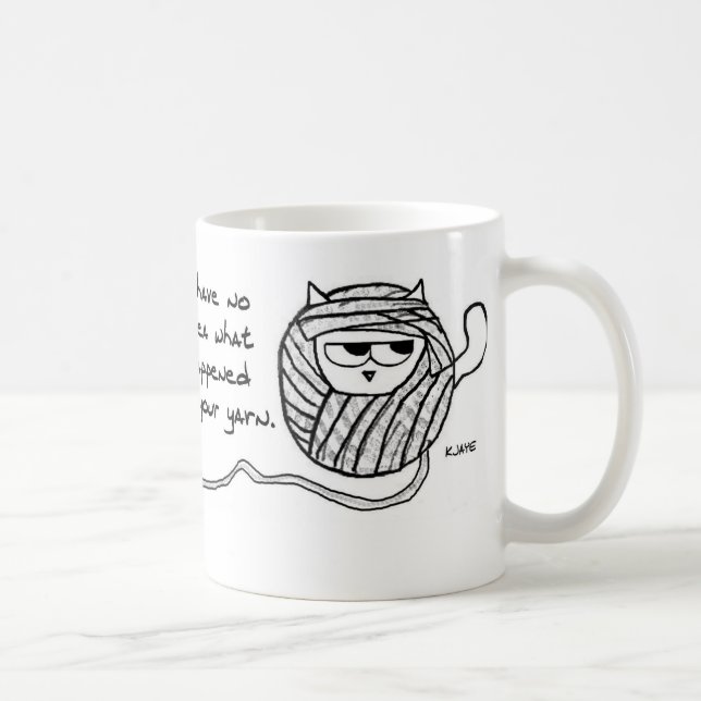 O gato rouba seu fio - caneca de café engraçada do (Direita)