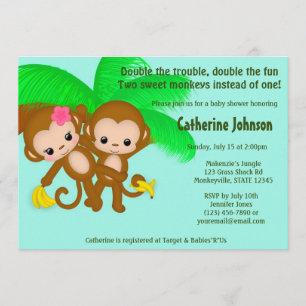 O GÊMEO Monkeys a MENINA do MENINO dos convites d