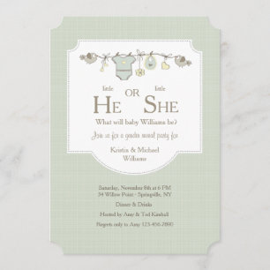 O género do Clothesline do bebê revela convites