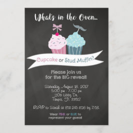 O género revela o convite (o muffin do cupcake ou