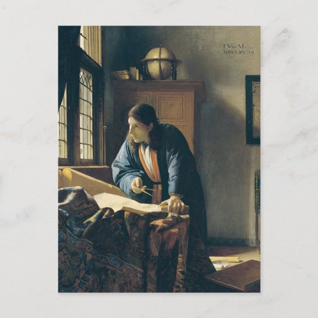 O Geógrafo de Johannes Vermeer Cartão Postal (Frente)