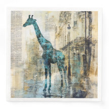 O Girafa Azul Em Guardanapos De Papel Paris