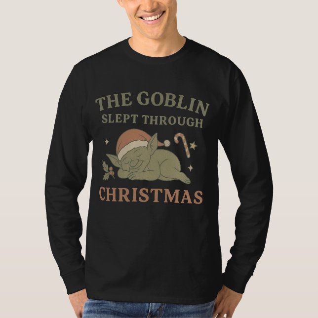 O Goblin Dormiu Durante o Natal Camisa Manga Longa (Frente)