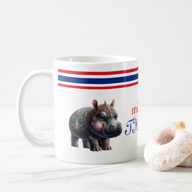O gracioso Pigmeus hippopótamo tailandês, caneca d (Com Donut)