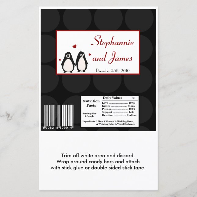 O grande Bar de Hershey Wrapper Penguin Love Casal (Frente)