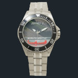 O grande pai do mundo! Relógio de pulso, canoas,<br><div class="desc">Este relógio de pulso, com ele é cara original da foto e a correia de aço inoxidável, é um grande presente para seu pai. A cara do relógio é uma foto com canoas coloridas em um lago com as montanhas no fundo. O texto é do "o grande pai mundo!" e...</div>