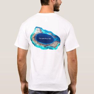 O grande t-shirt azul do furo