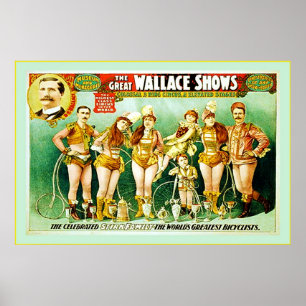 O grande Wallace mostra o poster do circo do