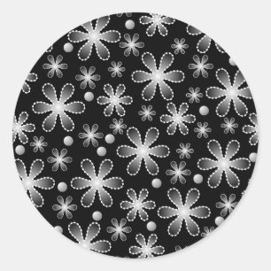 O grânulo preto e branco floresce a etiqueta