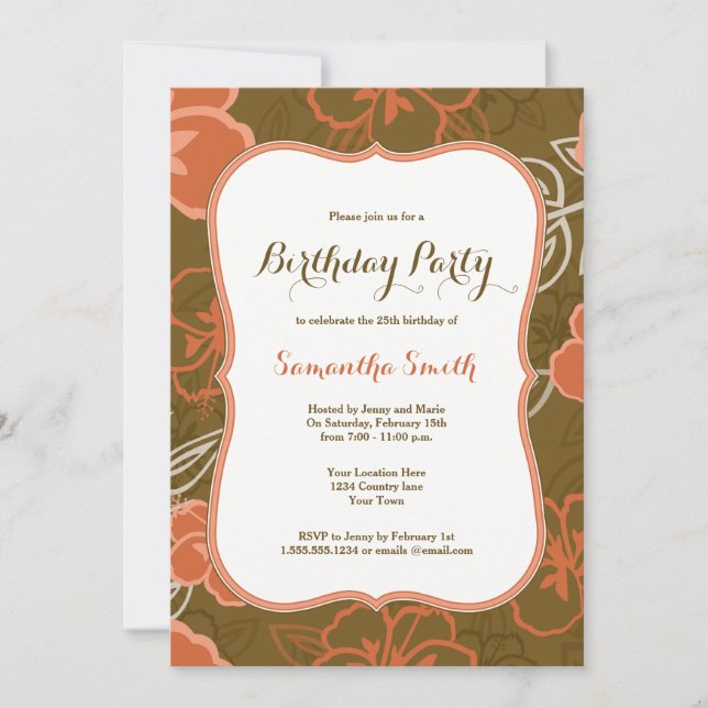 O hibiscus havaiano floresce o convite do (Frente)