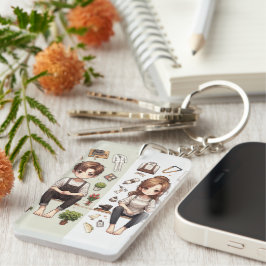 O homem, a mulher. 1 chaveiro acrílico