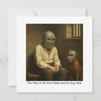 O homem na Máscara de Ferro e seu cachorro, Bob.