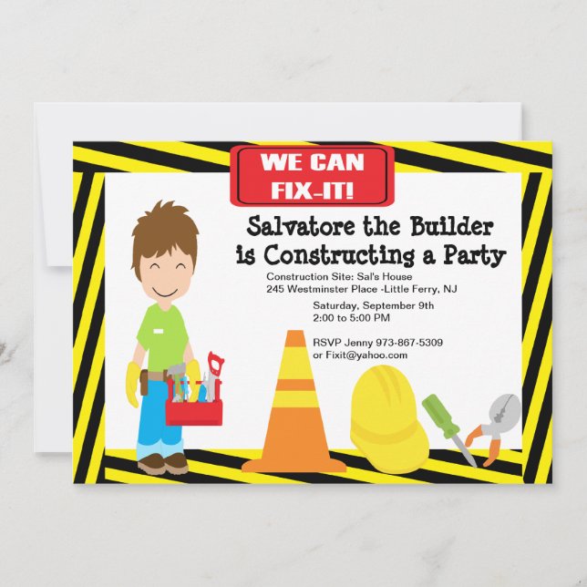 O Homem Útil Conserta O Convite De Aniversário (Frente)