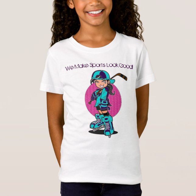 O hóquei bonito das meninas ostenta o t-shirt (Frente)