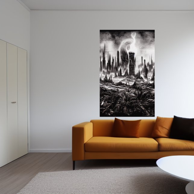 O horror da cidade destruída | AI Art Poster (Criador carregado)