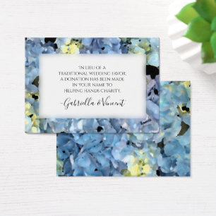 O Hydrangea azul floresce o cartão da caridade do
