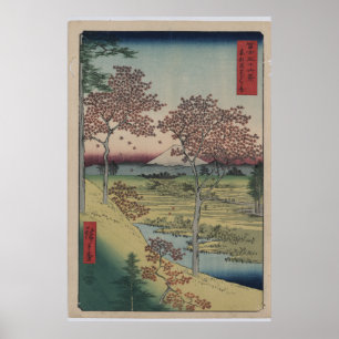 O impressão do japonês mostra a vista de Monte