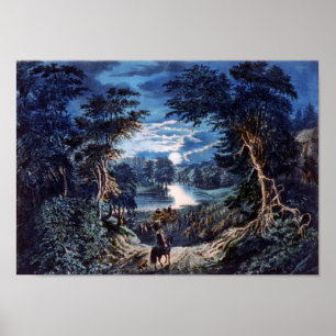 O impressão do poster da lua cheia