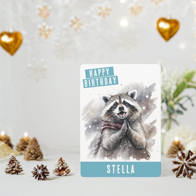 O inverno vibes Cartões de aniversário da Raccoon (Criador carregado)