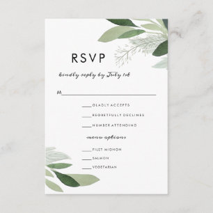 O jardim cora RSVP com opções do menu