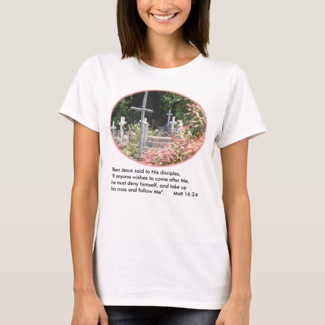 O jardim cruza o t-shirt w/Verse das mulheres (Frente)
