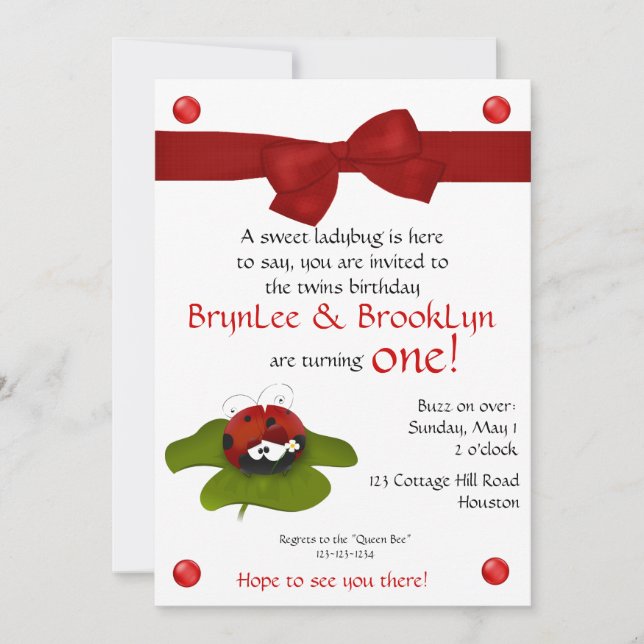 O joaninha junta o convite de festas #3 (Frente)