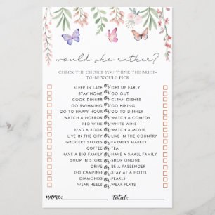 O Jogo das Borboletas do Chá de panela Ela Prefere