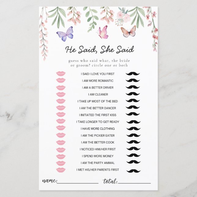 O Jogo Do Chá de panela Das Borboletas Disse Que E (Frente)